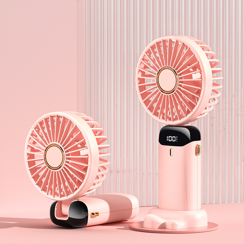 KUDIXIONG New usb handheld fan mini portable student small fan digital display folding aromatherapy small electric fan