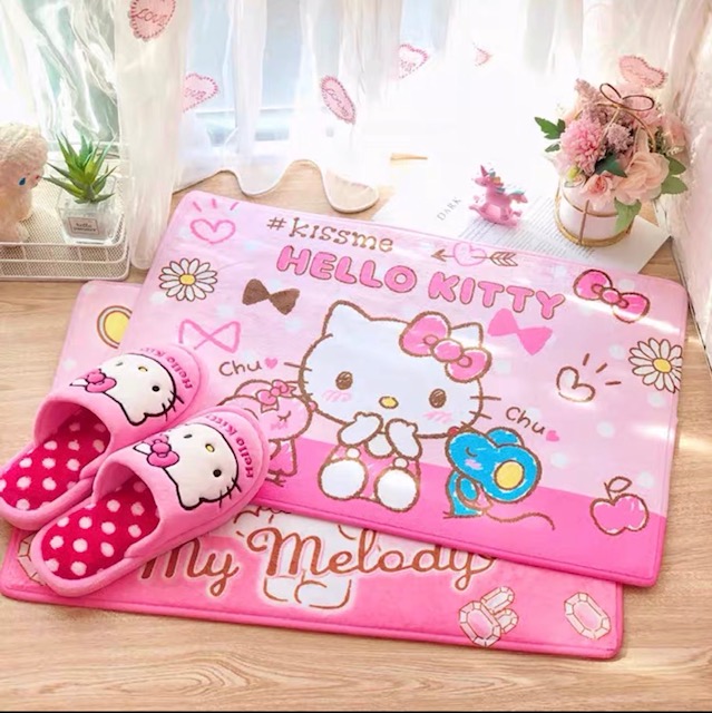 พรม เช็ด เท้า อย่างดี ลาย Hello  Kitty Pink  a คิตตี้ ชมพู    ขนาด 40 x 60 cm ผลิตจากวัสดุอย่างดึ มีบริการเก็บเงินปลายทาง npnn