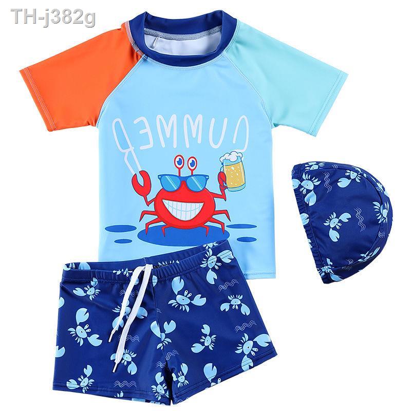 【ชุดว่ายน้ำเด็กผู้ชาย】 Children Swimwear Boys Split Cute Short-sleeved Sports Swimsuit