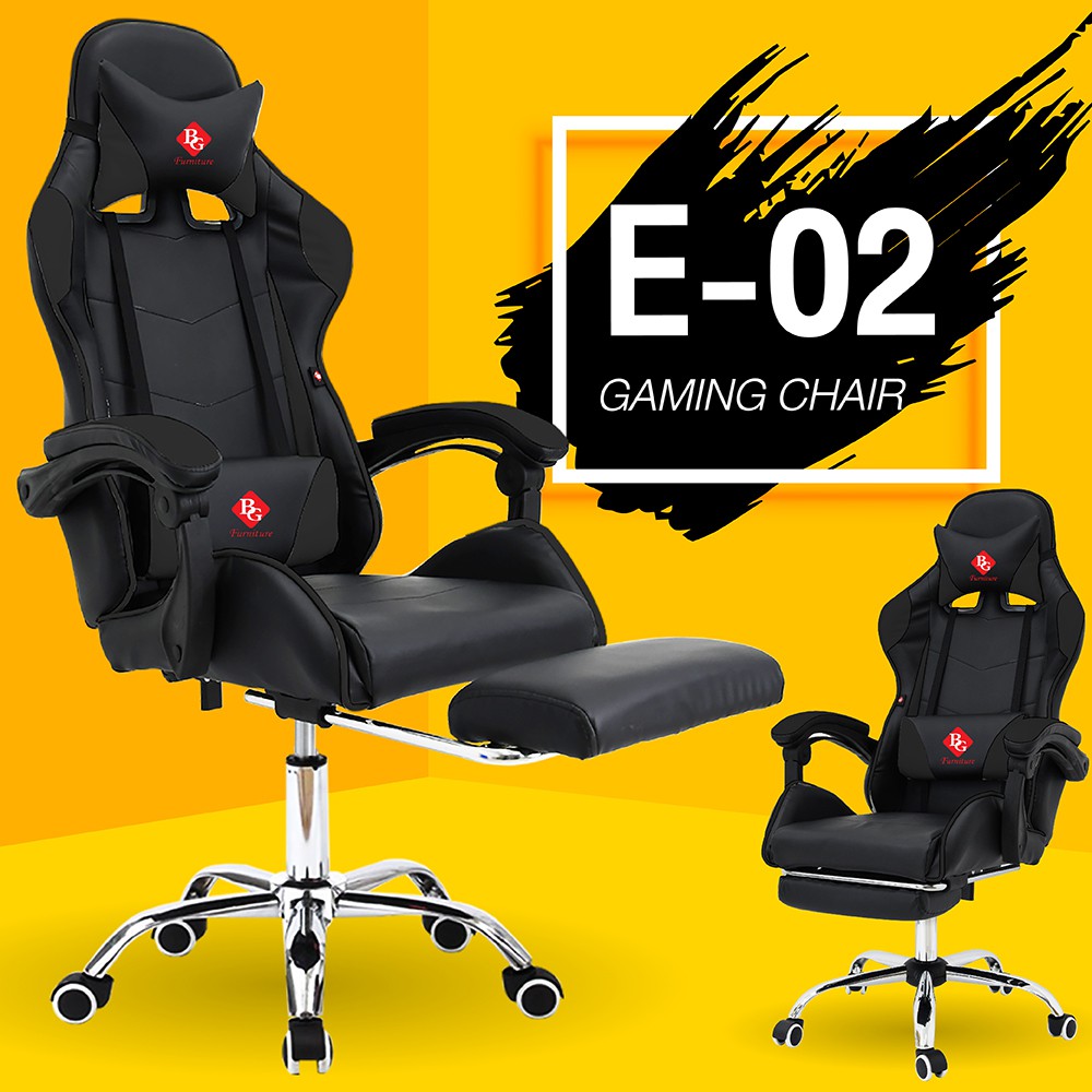 โปรโมชัน เก้าอี้เล่นเกม เก้าอี้เกมมิ่ง เก้าอี้คอเกม Raching Gaming Chair รุ่น E-02 ( Black) ราคาถูก เก้าอี้ เก้าอีทำงาน เก้าอี้สนาม เก้าอี้เด็ก