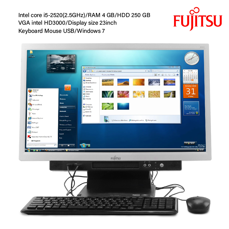 คอมพิวเตอร์ คอมประกอบ all-in-one รุ่น Fujitsu Esprimo K553 core-i5 3320M 2.5Ghz Ram 4GB  HDD 230GB จอLCD 23นิ้ว แถมฟรี แป้นพิมพ์ เมาส์ ตัวรับ wifi Olivision