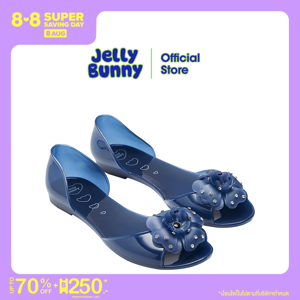 JELLY BUNNY รุ่น GARLAND รองเท้าส้นแบน รองเท้าบัลเล่ต์ รองเท้าหุ้มส้น รองเท้าแฟชั่น รองเท้าคริสตัล รองเท้าผู้หญิง ดอกไม้ รองเท้า เจลลี่ บันนี่