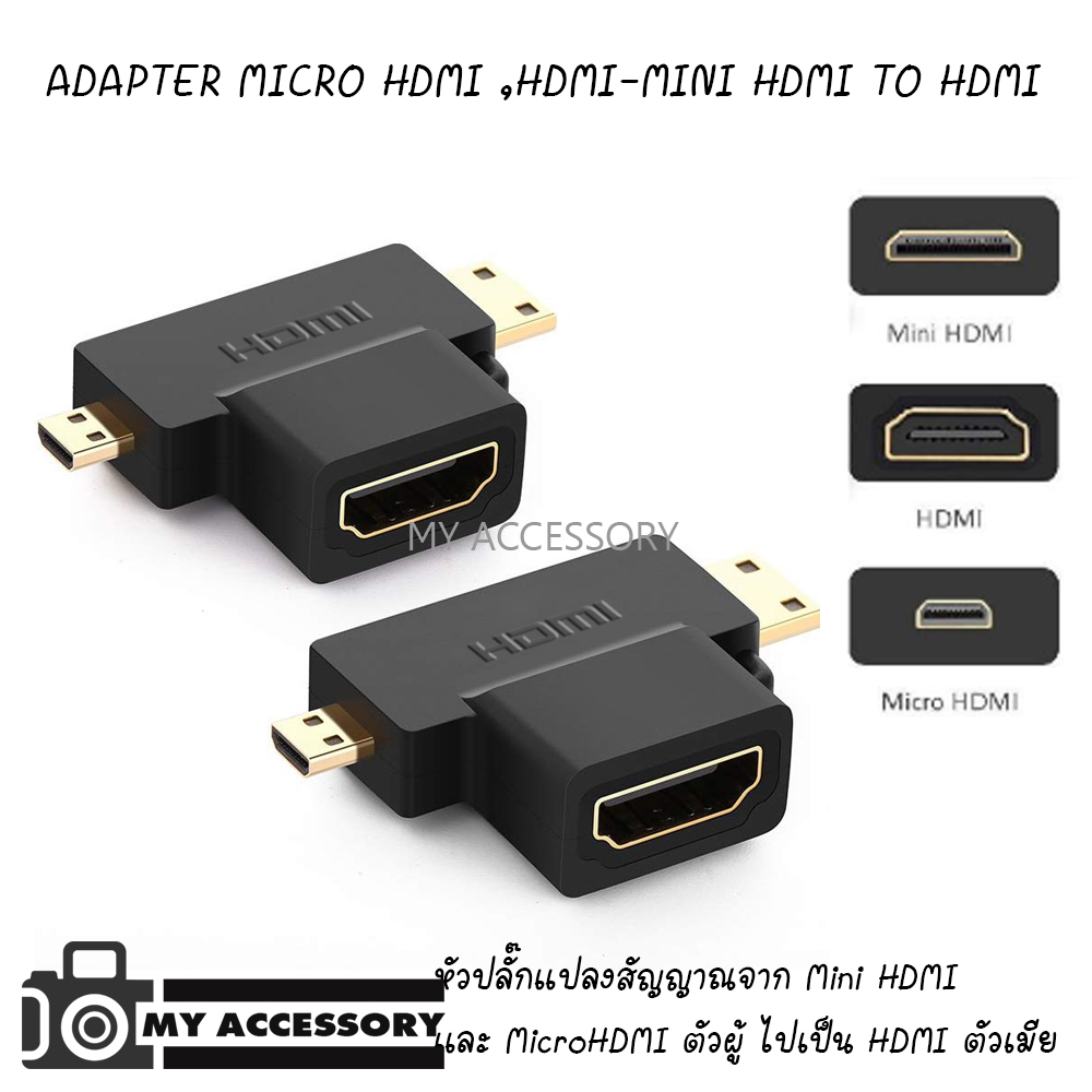 หัวปลักแปลงสัญญาณ จาก Mini HDMI และ Micro HDMI ไปเป็น HDMI ตัวเมีย Mini HDMI and Micro HDMI