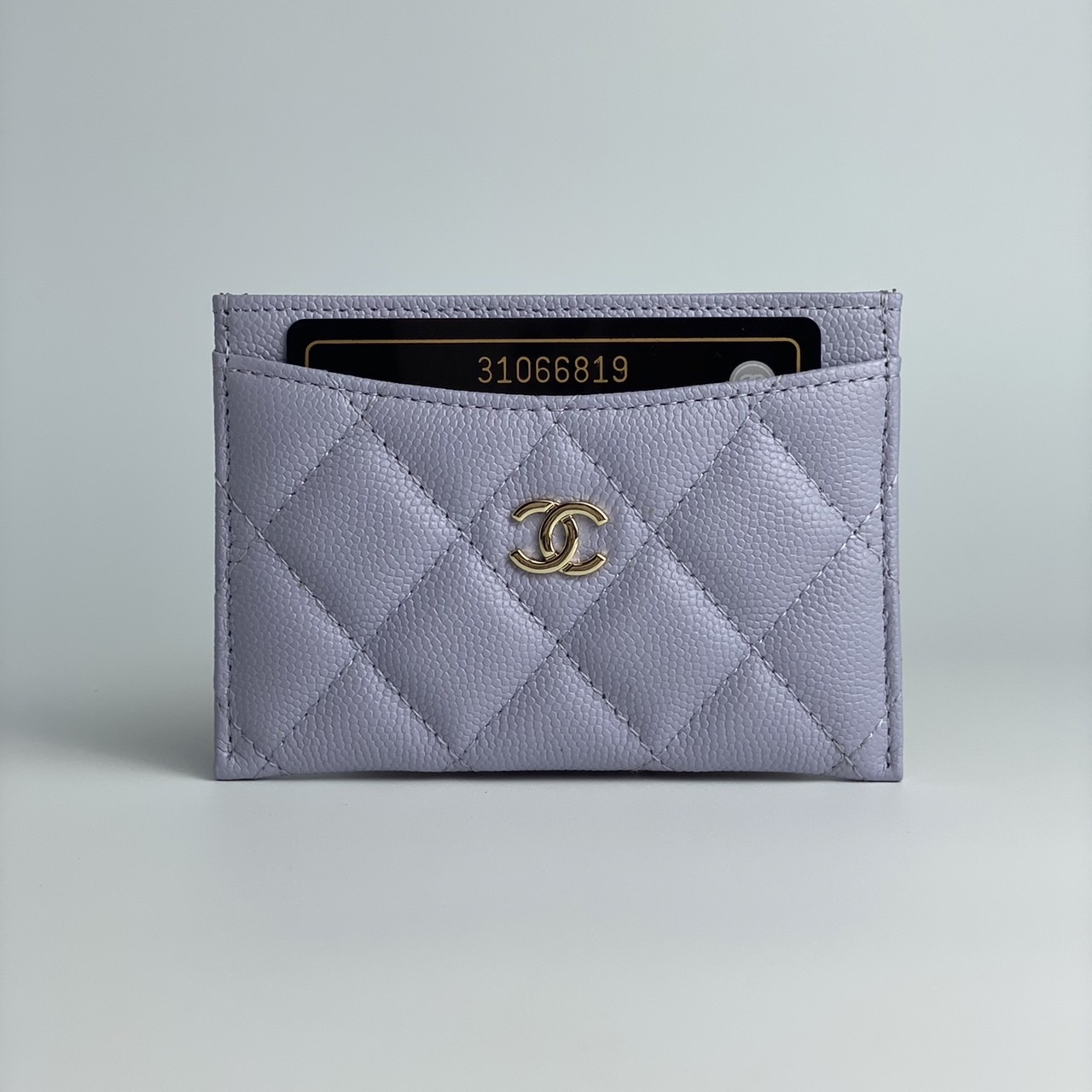 CC CARD HOLDER 11.2 BLACK CALFSKIN GOLD ICON