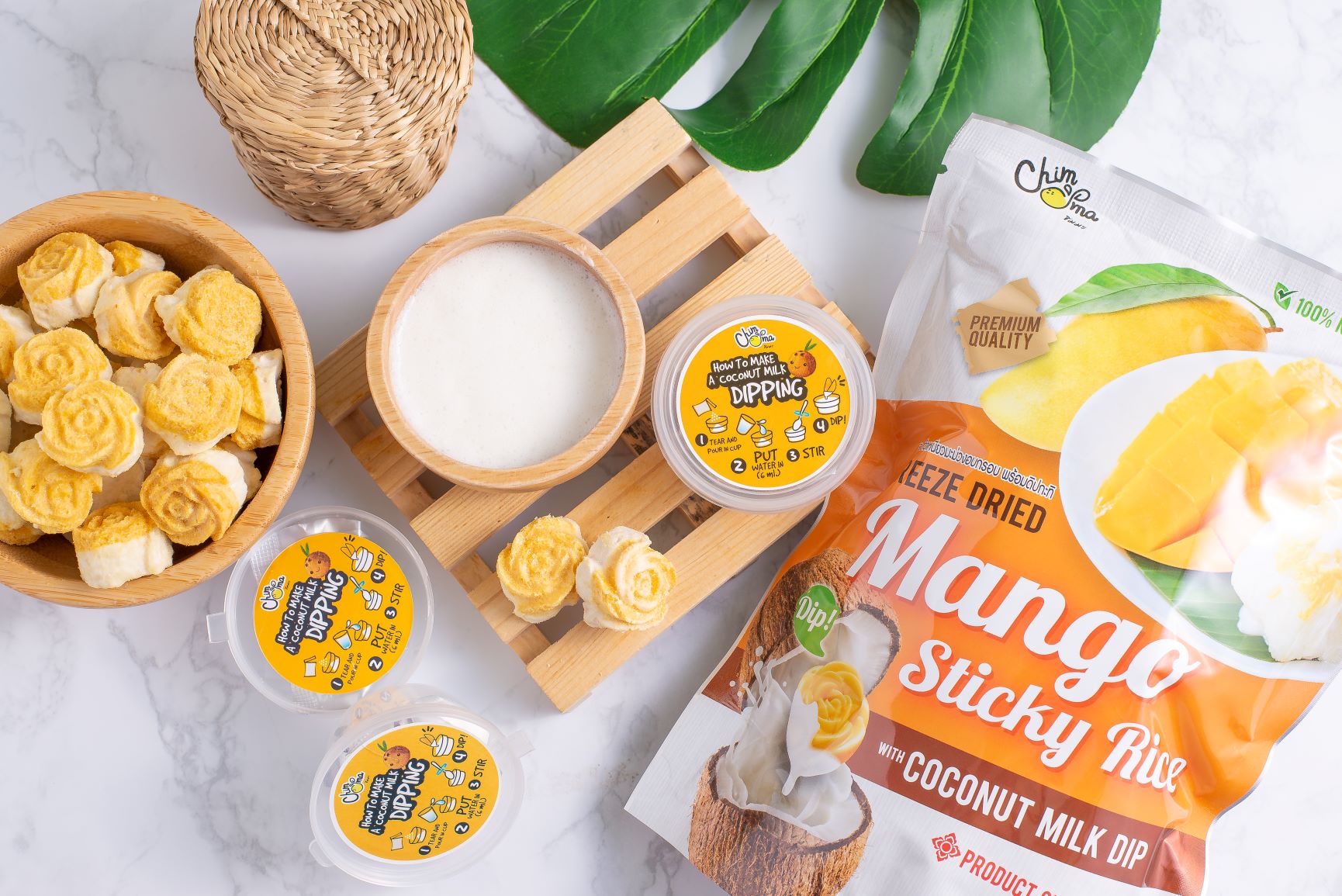 ข้าวเหนียวมะม่วงพร้อมดิปกะทิ 50กรัม / FreezeDried Mango Sticky Rice