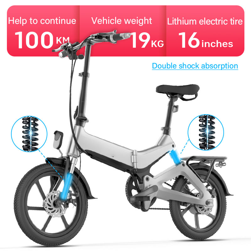 OVO--สกูตเตอร์ไฟฟ้า โช๊คอัพหน้าและหลัง Electric bicycle 100กิโลเมตร รถจักรยานไฟฟ้าNAKXUS16นิ้ว จักรยานพับ โช้คอัพด้านหน้าและด้านหลัง foldable mini 16 inches