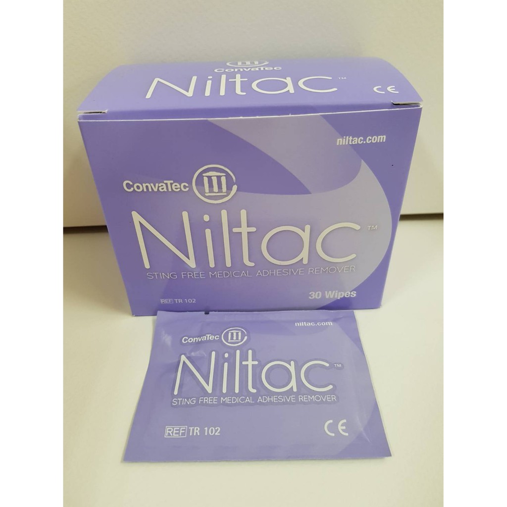 Convatec Niltac Sting Free Medical Adhesive Remover Wipes แผ่นลอกแป้น แผ่นทำความสะอาด [10 แผ่น]