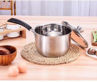 หม้อสแตนเลส ก้นลึก มีด้ามจับ 16 cm. KK-1001 ใช่สำหรับอุ่น แกง ต้ม