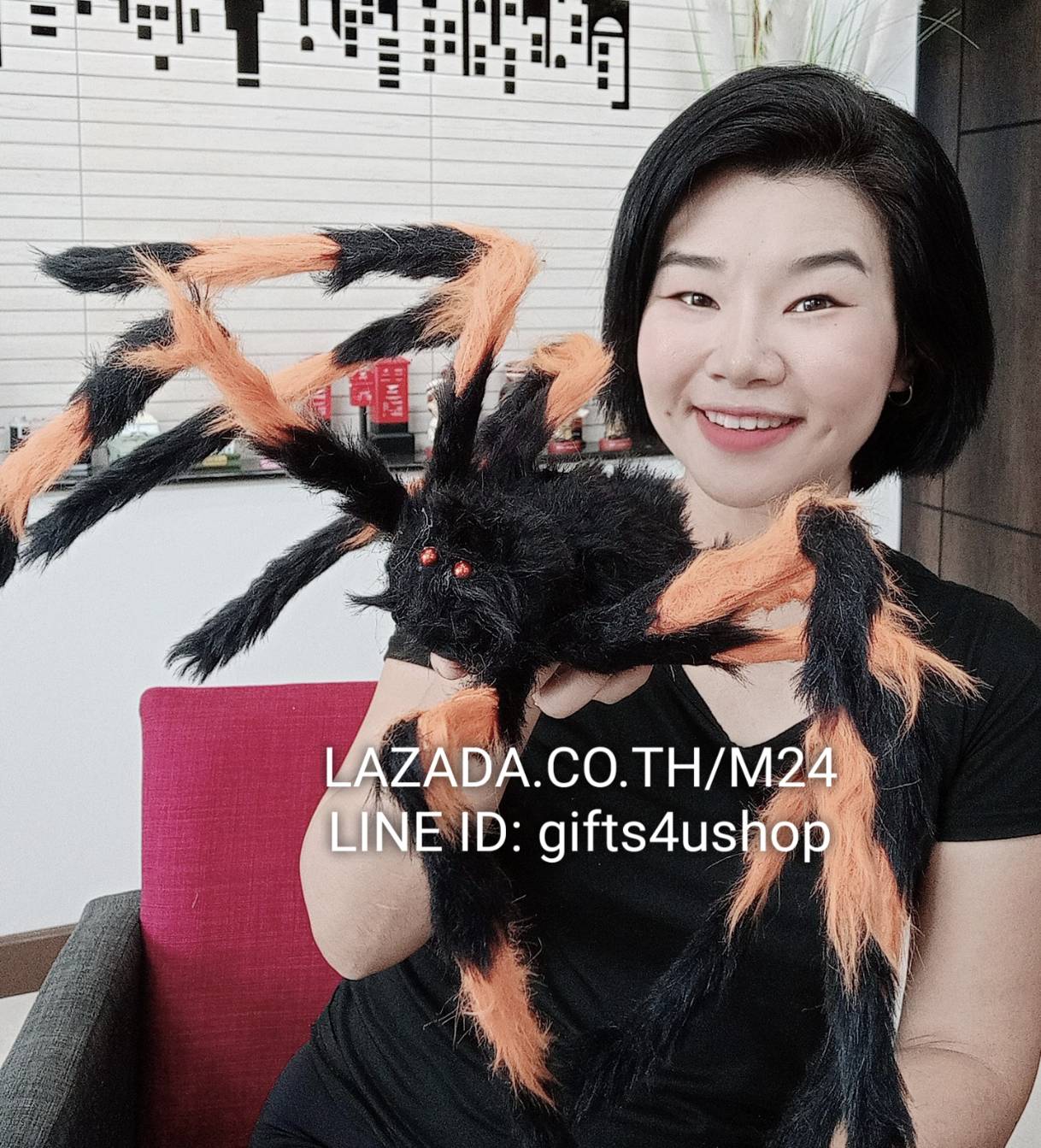 1 ตัว ยาว 70 c.m. แมงมุมยักษ์ แมงมุมปลอม แมงมุม ยักษ์ ตัวใหญ่ ของปลอม ของเล่น ตัวตลก ของเล่นแกล้งคน อุปกรณ์ตกแต่ง ฮาโลวีน black widow giant spider web m24