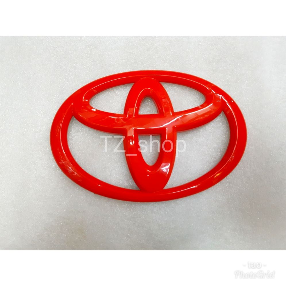 โลโก้ toyota สีแดง ระบุขนาดในข้อความ