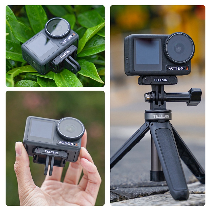 TELESIN Magnetic Two Claw Adapter Action Camera Adapter for DJI OSMO Action 3 Accessories