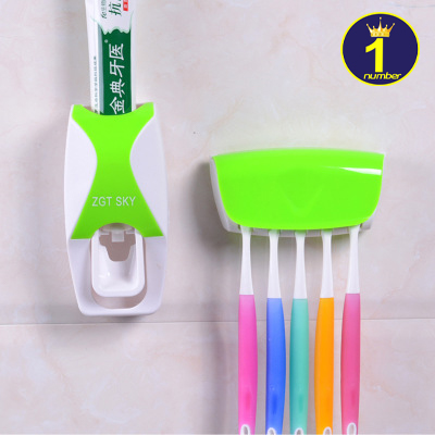 ⚡⚡ 🔥🔥 ถูกและดี⚡⚡ 🔥🔥 ที่บีบยาสีฟันพร้อมที่เก็บแปรง ที่เก็บแปรงสีฟัน (สีเขียว)
