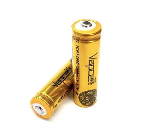 ถ่านชาร์จ Vapcell ICR 14500 1000mAh 3A 3.7V 2 ก้อน หัวนูน ของแท้ แถมกล่องใส่ถ่าน