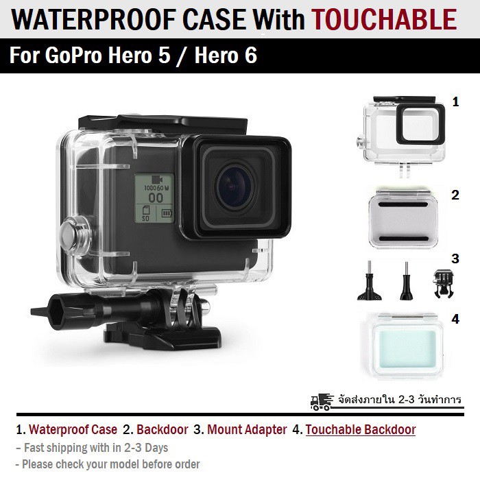 โปรโมชั่น กรอบกันน้ำ ทัชสกีน ได้  Hero 2018 5 6 ไม่ต้องถอดฝาครอบเลนส์ Case waterproof with Touchable Backdoor เคสกันน้ำ ซองกันน้ำ เคสกระเป๋าใส่โทรศัพท์กันน้ำ