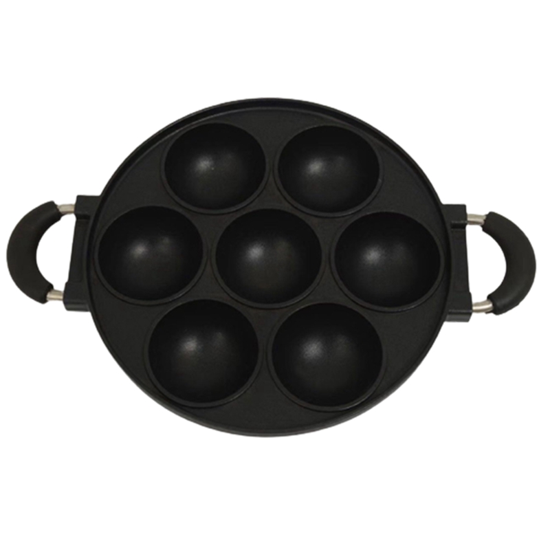 7 Hole Cooking Cake Pan Cast Iron Omelette Pan Non-Stick Cooking Pot Breakfast Egg Cooker Cake Mold Kitchen Cookware