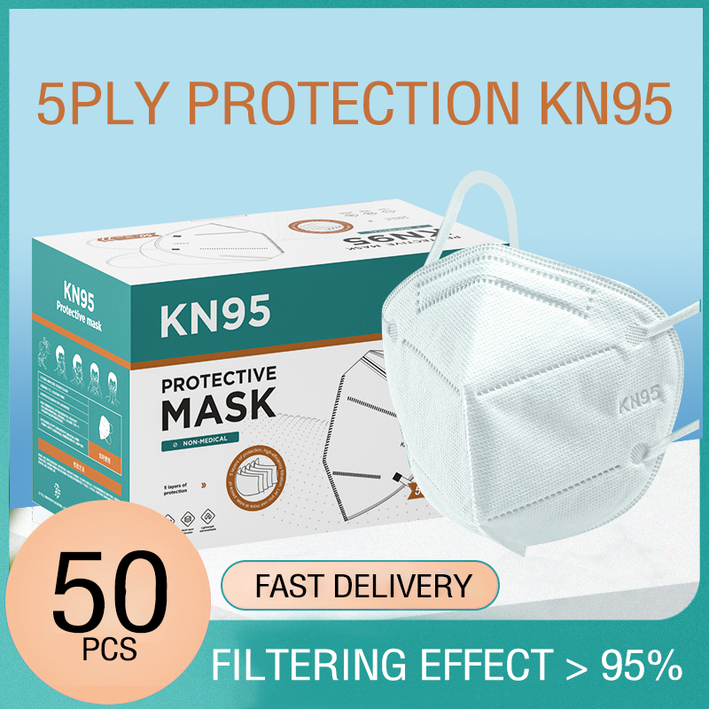 [WITH BOX]BT 50PCS/BOX KN95 หน้ากากอนามัย หน้ากาก Facemask 5ply Protective Reusable Unobstructed Breathing White 5 Layers N95 Washable Facemask 3d N95 หน้ากาก n95 หน้ากากอนามัย50pcs