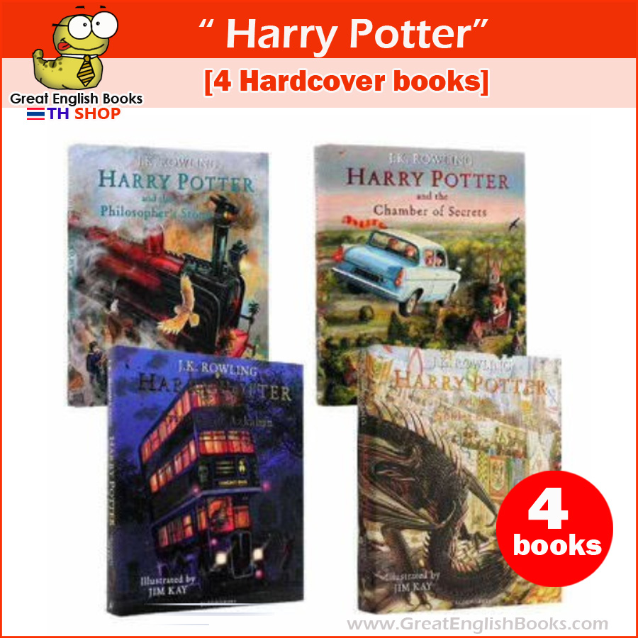 (In stock) พร้อมส่ง  หนังสือภาษาอังกฤษ  Harry Potter [4 Hardcover books] ชุด 4 เล่ม เล่มใหญ่ กระดาษมันอย่างดี