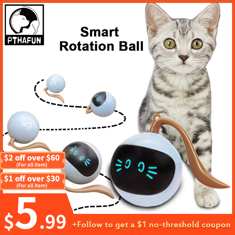 Pet Cat Smart Rotation Ball Toy Cat Interactive Magic Spin Ball Toy ...
