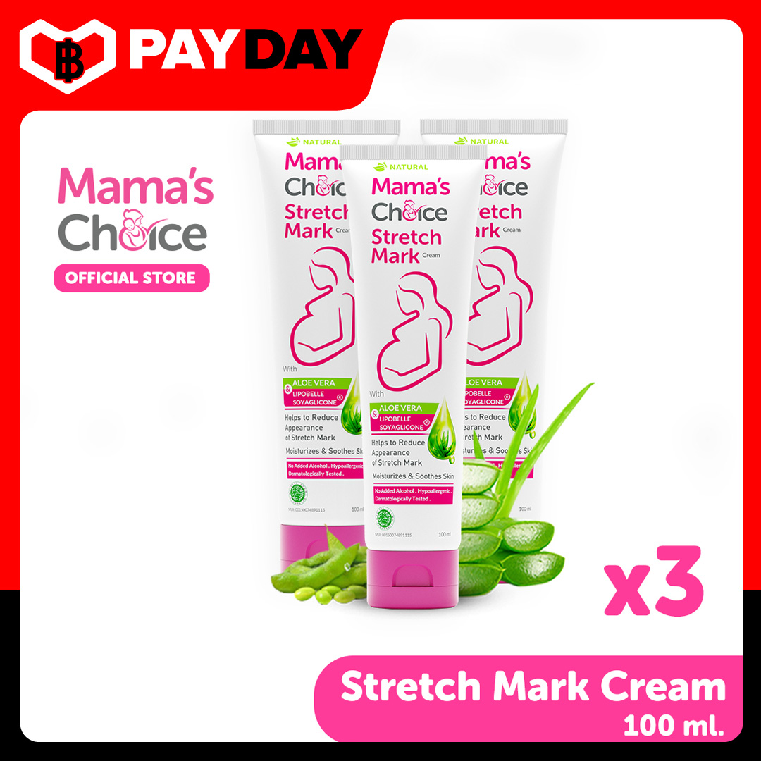 Mama’s Choice เซ็ทครีมลดรอยแตกลาย (x3) ครีมทาท้องลาย ใช้ส่วนผสมจากธรรมชาติ ปลอดภัยสำหรับคนท้อง - Stretch Mark Cream Set (x3). 