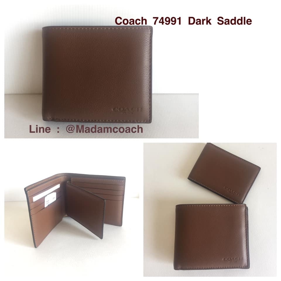 กระเป๋าสตางค์ผู้ชาย Coach 74991 Men's Compact ID Sport Calf Leather