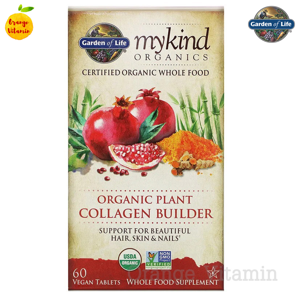 คอลลาเจน Garden of Life, MyKind Organics, Organic Plant Collagen Builder, 60 Vegan Tablets