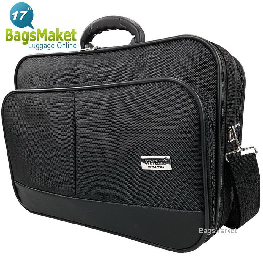 BagsMarket Luggage Wheal กระเป๋าสะพายไหล่ กระเป๋าถือ กระเป๋าใส่เอกสาร กระเป๋าทรงแมสเซนเจอร์ ขนาด 17 นิ้ว F4461 (Black)