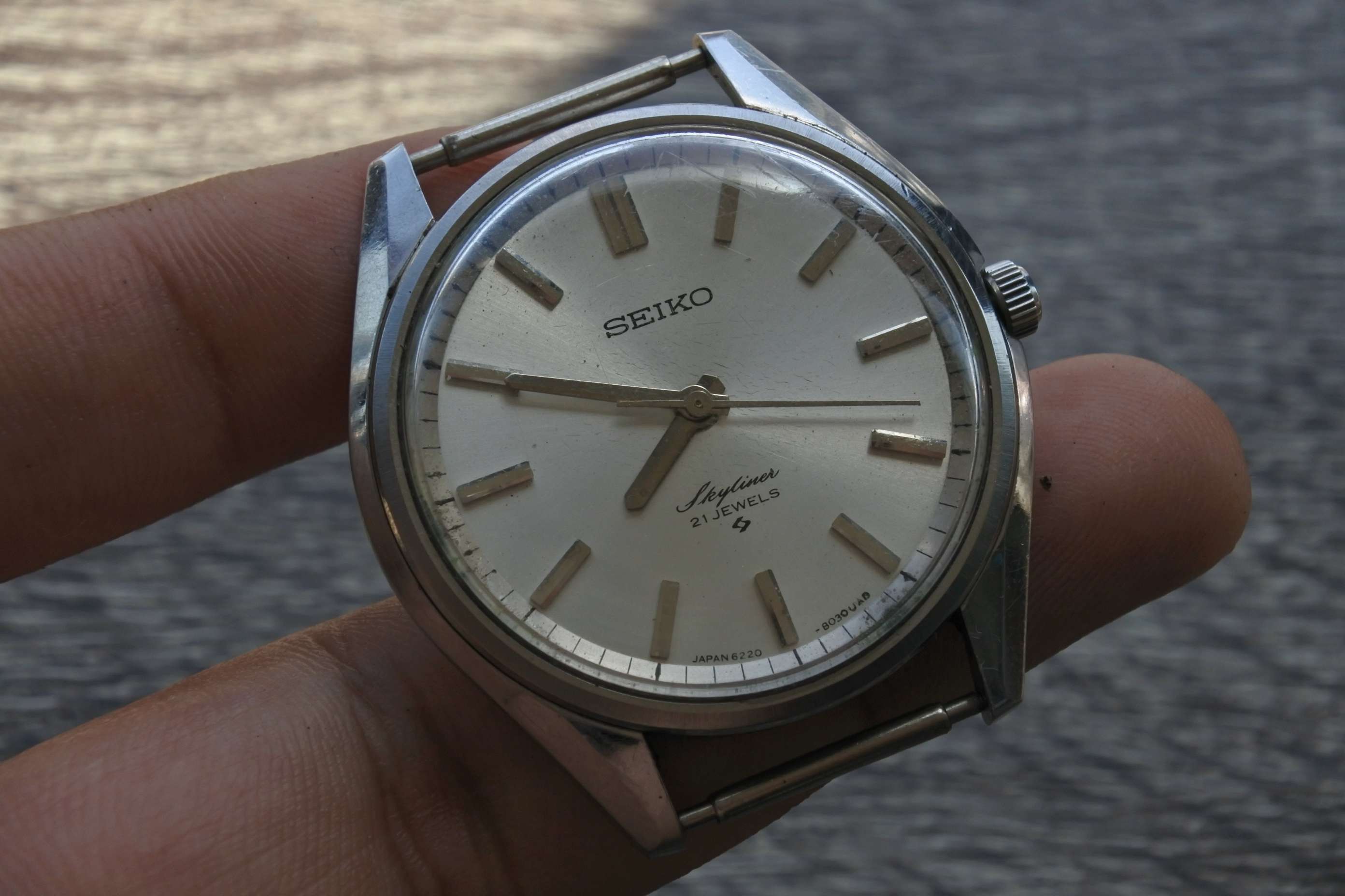 นาฬิกา Seiko Skyliner 6220 8010 Vintage ผู้ชาย สายสแตนเลส แท้มือสองญี่ปุ่น ระบบ ไขลาน หน้าปัด 39mm