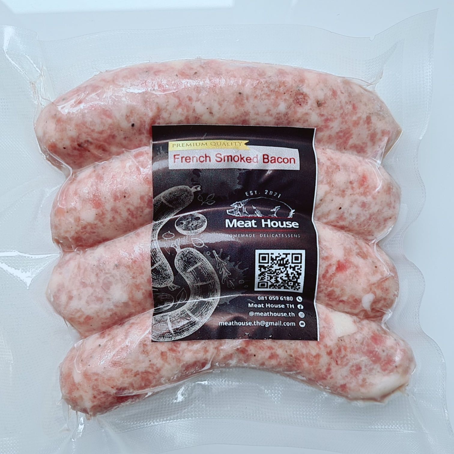 ไส้กรอกเยอรมัน สูตรฝรั่งเศสเบคอนรมควัน – French Smoked Bacon Sausages