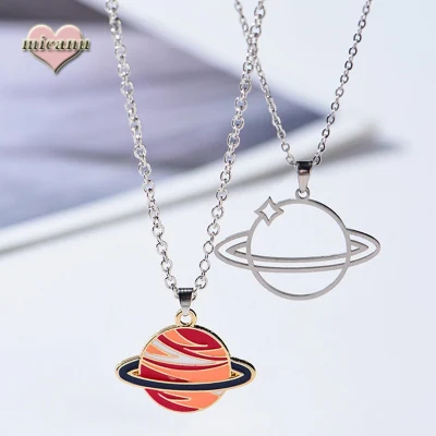 Necklace Layered Retro Hip Hop Saturn Aesthetic Kpop Pendant Designer Jewelry Couple Trend Girl Store Gift For Women Vintage2021