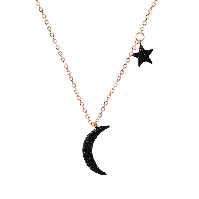 South Korea's new plated 18K real gold jewelry fashion star moon-encrusted diamond collarbone chain temperament necklace woman