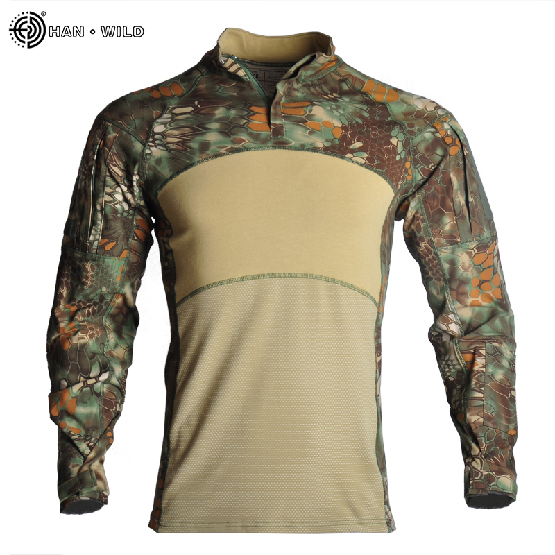 Men's Long Sleeve Jungle Print Shirt Camouflage Hunting Fishing Combat M-2XL 