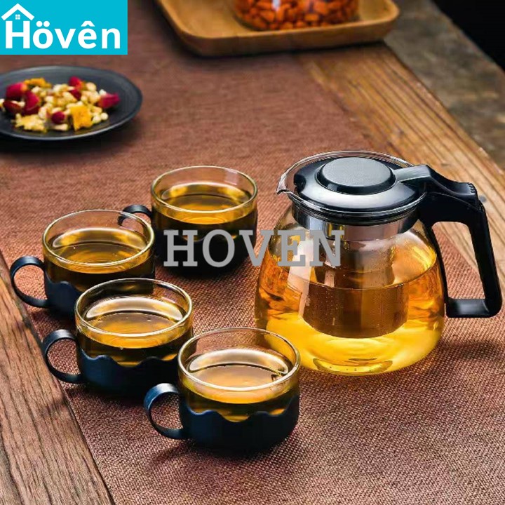 กาน้ำ กาชงชา แก้วชงชา  กาน้ำชา กากรองชา กาน้ำชาพร้อมใส้กรอง กาน้ำร้อน กาชงชา กาน้ำชงชาพร้อมที่กรองชาเซต 5 ชิ้น-Hoven Thailand