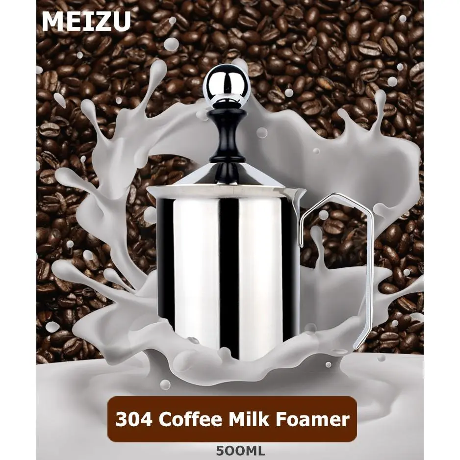 NUS > ร้านไทย A194 แก้วกาแฟ 304 500ml เครื่องชงกาแฟ ถ้วยตีฟองนม ที่ตีฟองนม Milk Creamer Foamer Stainless ถ้วยปั๊มฟองนม เครื่องทำฟองนม ( COD )