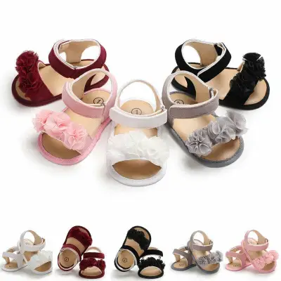 Newborn Kid Baby Girl Flower Sandals Summer Casual Crib Shoes First Prewalker