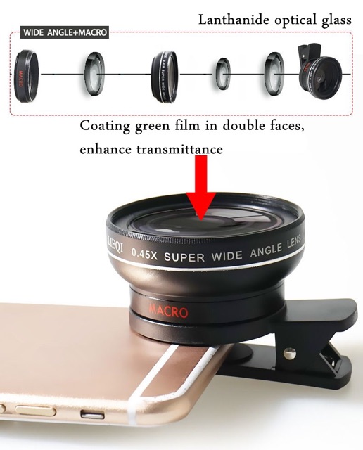 แท้100%LIEQI รุ่น LQ-027 เลนส์เสริมมือถือ 2 in 1 Super wide angle 0.45x & Macro 10x Lens