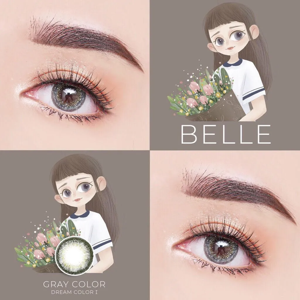 รุ่น ★ BELLE GRAY ★ (0.00 ถึง -9.50) Dreamcolor1 Contact Lens | คอนแทคเลนส์ รายเดือน | สีเทา | สายตาสั้น