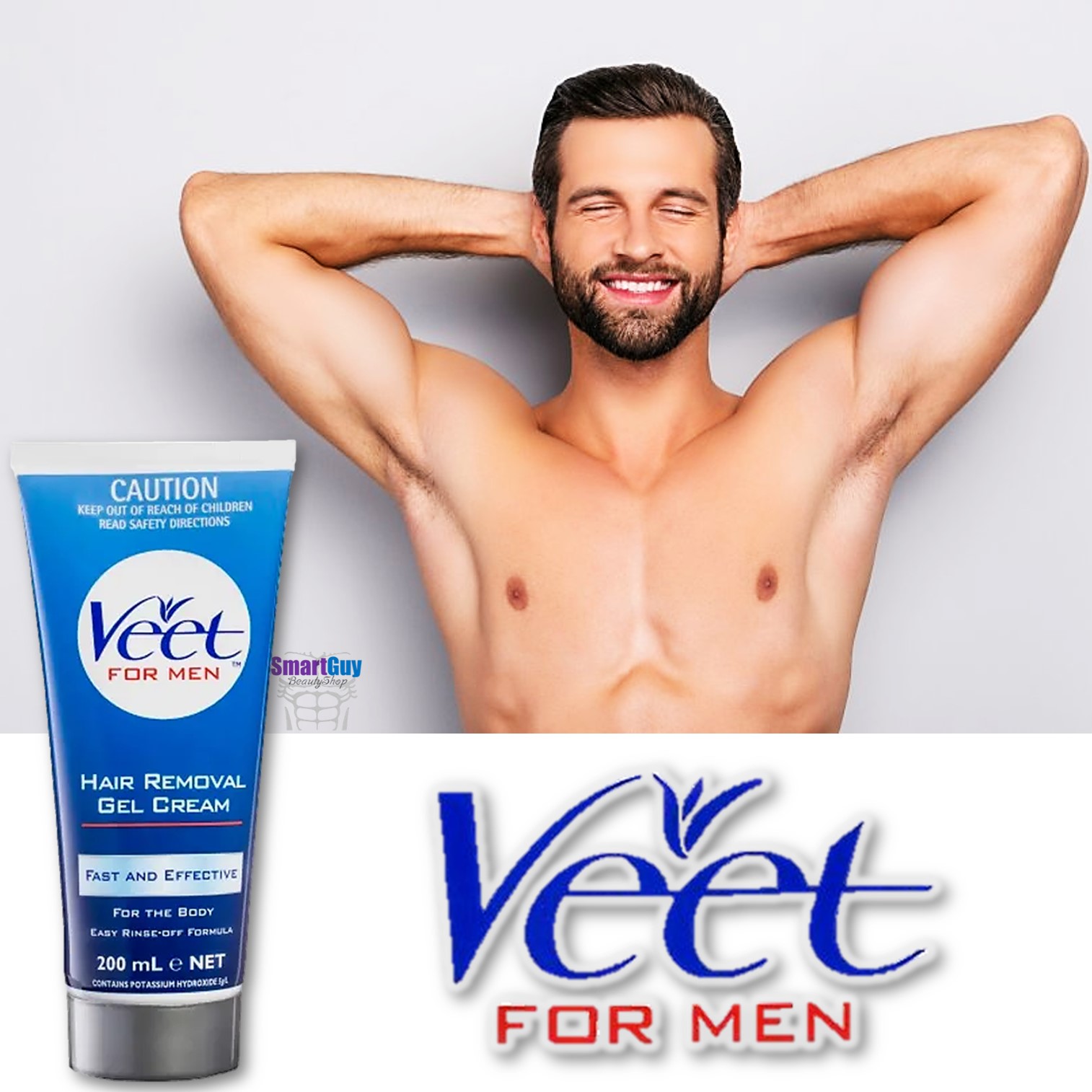VEET For Men Hair Removal Gel Cream Fast And Effective 200ml. ผลิตภัณฑ์กำจัดขนสูตรพิเศษสำหรับผู้ชาย