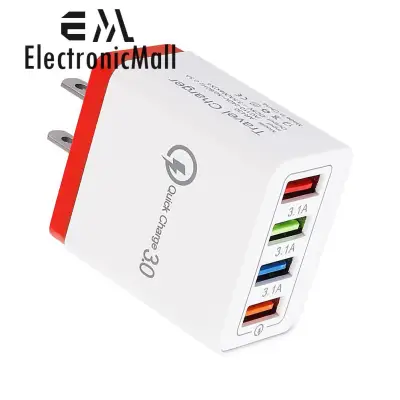 4 Ports USB Color Wall Charger Fast Charging Travel Charger US Plug Adapter