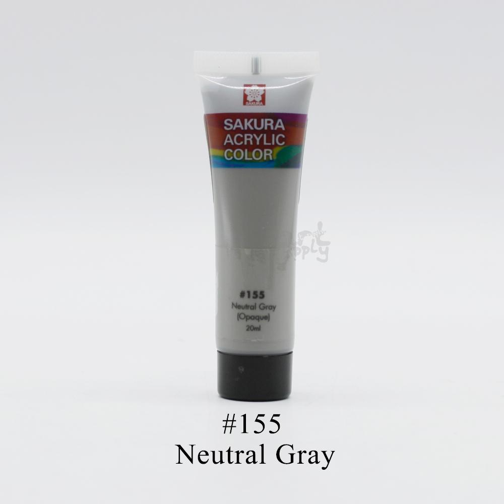 สีอะคริลิค Sakura 20 มล. ซากุระ 1 หลอด sakura acrylic color 20ml สี No.155 Neutral Gray สี No.155 Neutral Gray