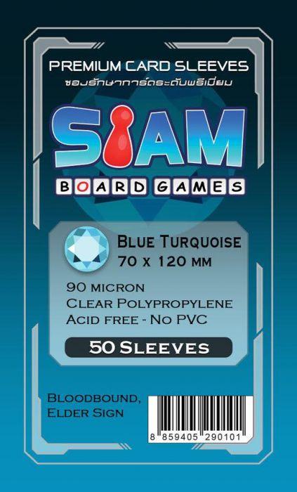 ซอง ซองใส ซองใส่การ์ด สยามบอร์ดเกมส์ Siam Board Games Premium Card Sleeve Blue Turquiose 70x120 mm