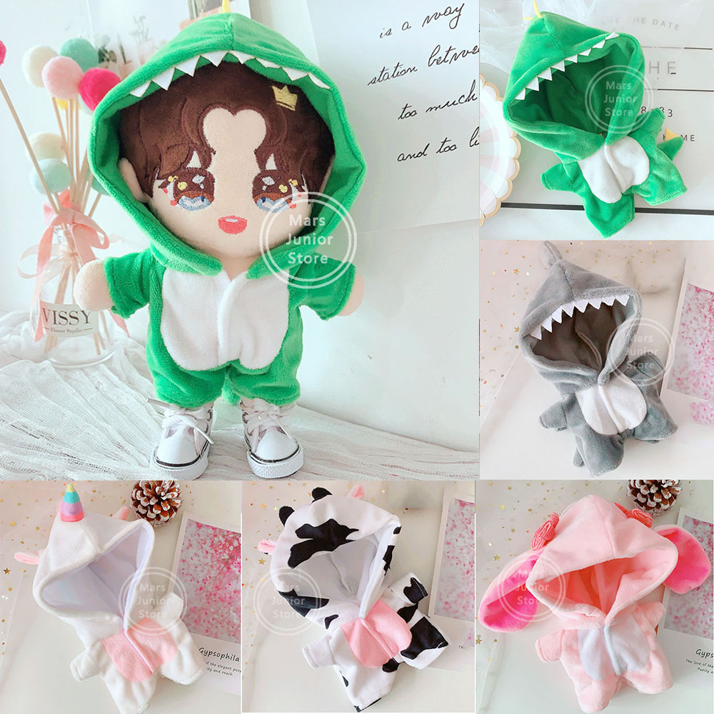 20CM Cai Xukun Wang Yibo Sean Xiao Doll Clothes Dinosaur Rabbit Unicorn Shark Rompers Jumpsuit Toy Dolls Accessories