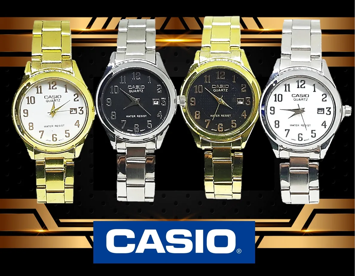 casio *ฟรีกล่อง นาฬิกาคาสิโอ้หญิง และผช กันน้ำ นาฬิกาผู้หญิง สายเหล็ก นาฬิกาcasio สายเหล็ก กันน้ำ สีทอง สีเงิน แสดงวันที่ RC607