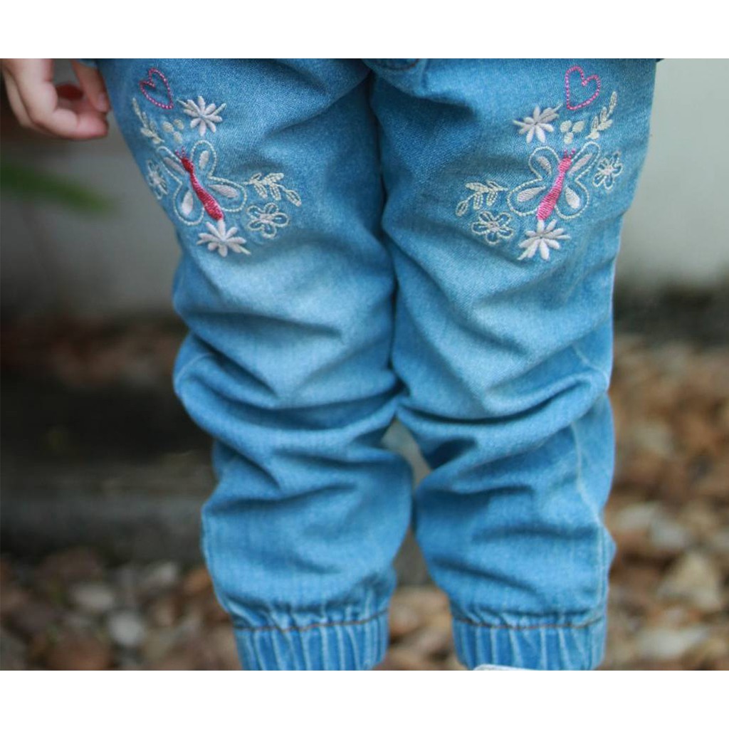 กางเกงยีนส์ขายาวเด็กหญิง ปักลายกระต่ายน่ารัก แบรนด์ e'clat ✅สินค้าใหม่ ส่งตรงจาก บริษัทผู้ผลิต คุณภาพงานขึ้นห้าง