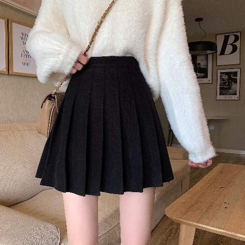 Little House Girl ~ New Autumn and Winter High Waist Thin Wool Pleated Skirt