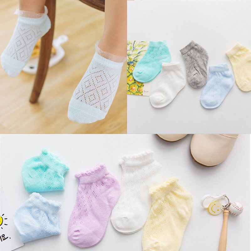 เซ็ต 5 ชิ้น ถุงเท้าเบบี๋เข้าใหม่น่ารักมากก ถุงเท้าเด็ก ถุงเท้าระบายอากาศสำหรับเด็ก 0-36 เดือน W12