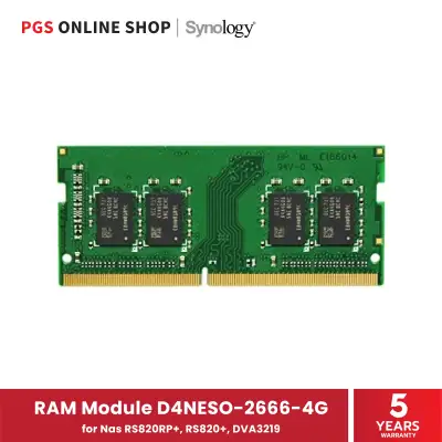 Synology RAM Module D4NESO-2666-4G (แรมสำหรับแนส) For Nas RS820RP+, RS820+, DVA3219 สินค้ารับประกัน 5 ปี