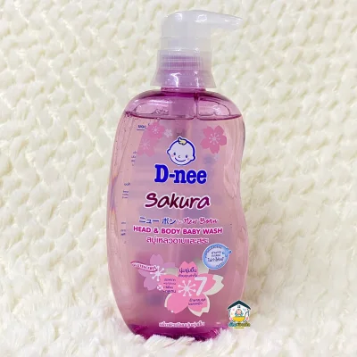 D-nee สบู่เหลวอาบและสระ Head & Body Baby Wash Sakura 380 ml. (สีชมพู)