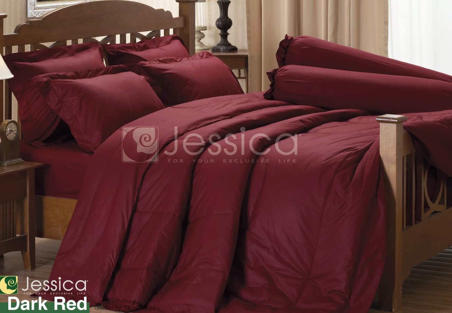 Jessica สีพื้น ชุดผ้าปูที่นอน / ชุด ผ้าปู + นวม สี พื้น แดง เข้ม Dark RED ขนาด 3.5 5 6ฟุต ชุดเครื่องนอน ผ้านวม ผ้าปูที่นอน แท้ 100% wonderful bedding เจสสิก้า