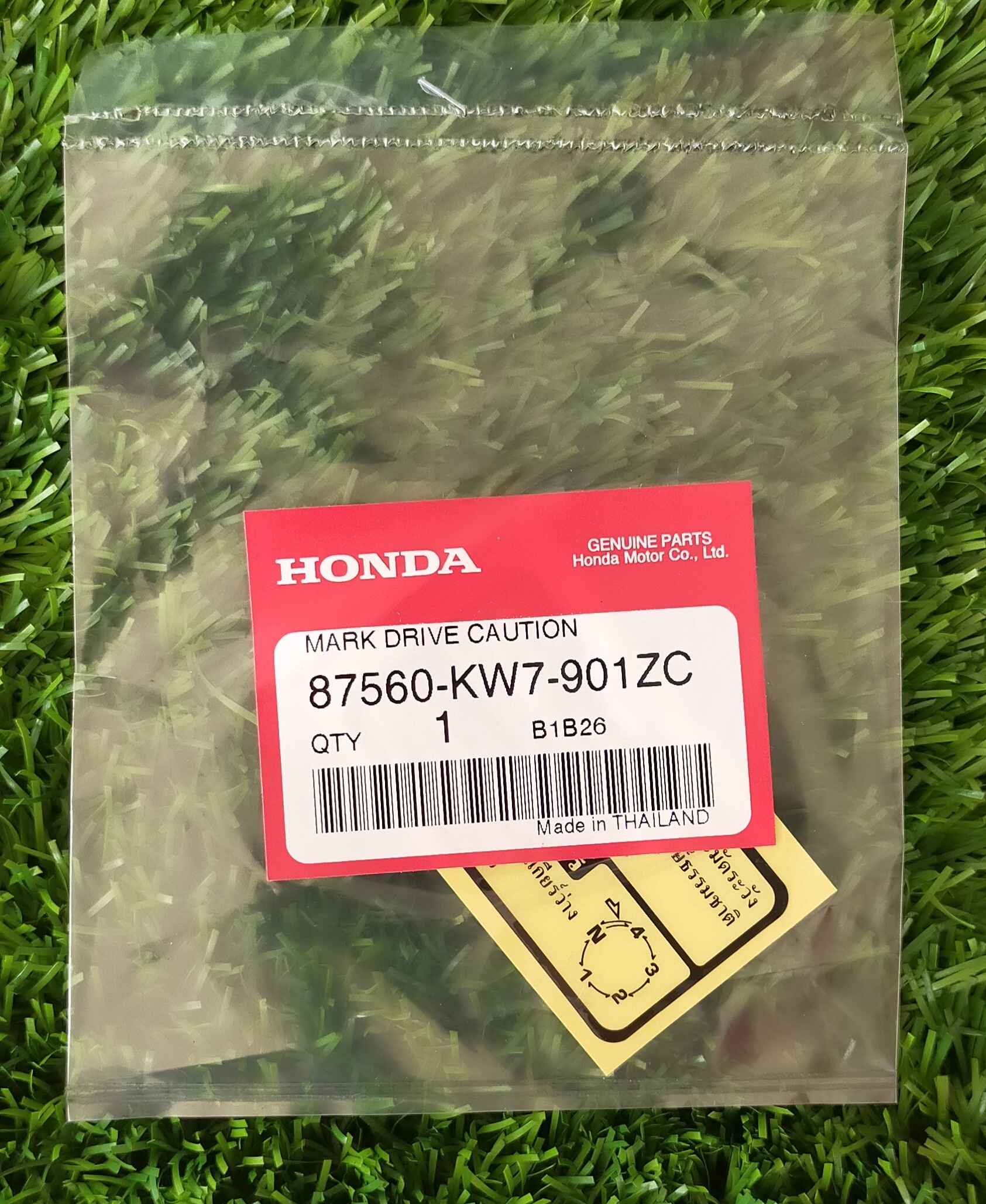 87560-KW7-901ZC ป้ายคำเตือนการขับขี่ ภาษาไทย Honda แท้ศูนย์