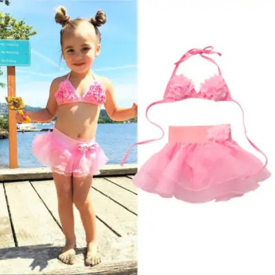 M B home Sweet 2-piece Baby Kids Girls Bikini Set Summer Pink Swimwear Split Swimsuit Swimming suit